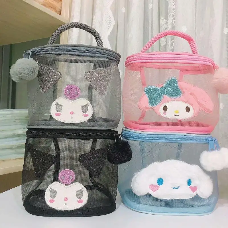 

Sanrio Kawaii Kuromi Cinnamoroll милая девочка новая мультяшная сумка для хранения косметики аниме сетчатая прозрачная Портативная сумка для душа подарок