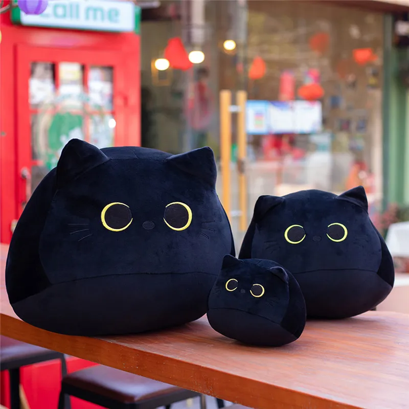 

55cm Kawaii Black Cat Plush Toys Stuffed Soft Round Animal Cat Pillow Nap Cushion Creative Birthday Gift for Kids Children