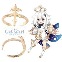 genshin impact cosplay paimon rings jewelry prop accessories ring metal adjustable unisex gift
