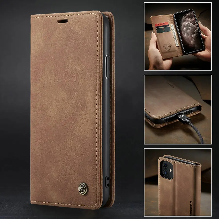 

Чехол-книжка CaseMe в ретро-стиле для iPhone 11, 2019, новый роскошный кожаный чехол-бумажник на магнитной застежке для iPhone 11 2019, чехол-подставка для ...