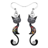 korean version of the personality and temperament colorful kitten earrings new personality small animal long ladies ear jewelry