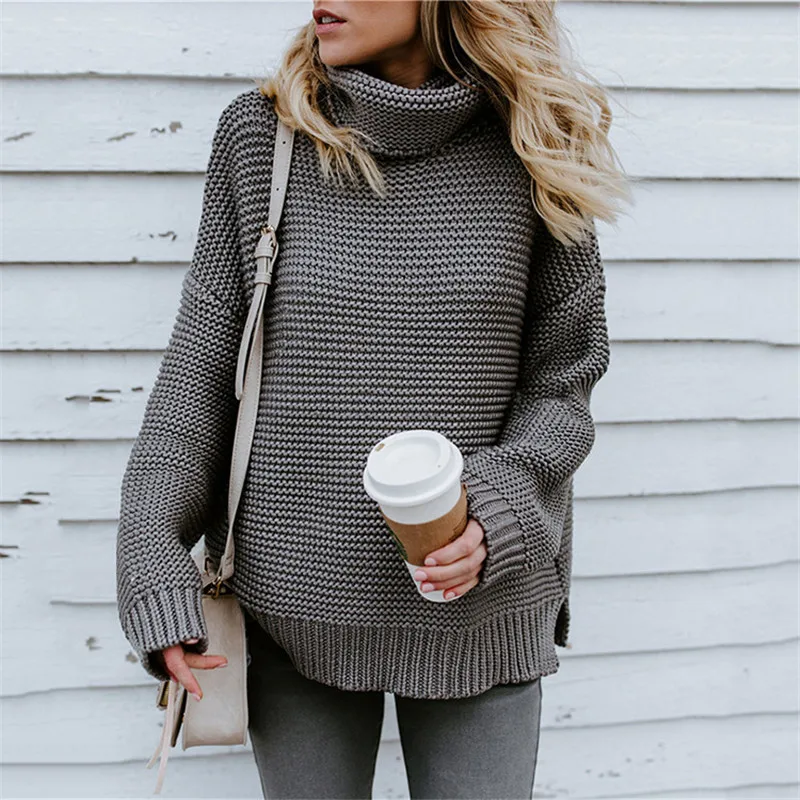 

2022 European and OK American women's knitted thick line long-sleeved turtleneck pullover sweater 2262