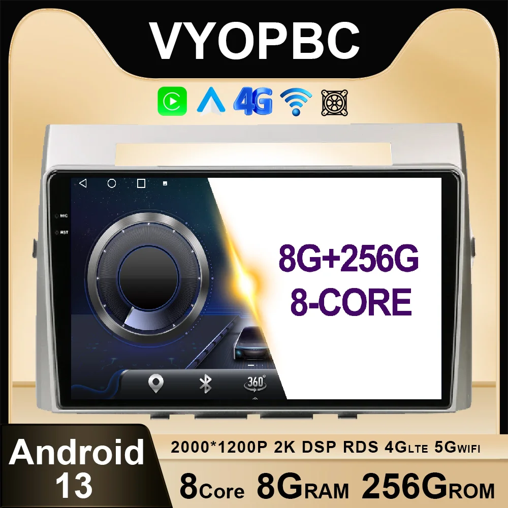 

Android 13 для Toyota Corolla Verso AR10 2004 - 2009 автомобильное радио 4G LTE QLED стерео WIFI BT мультимедийный беспроводной Carplay Auto ADAS