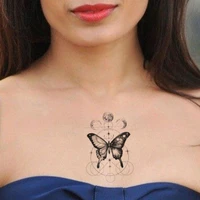 geometric circle line temporary tattoos sticker black butterfly small sun moon star tattoo body art wrist fake tatoos women men