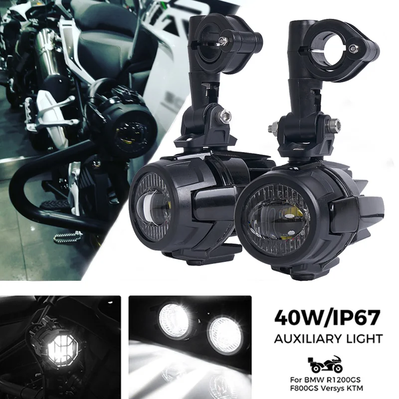 

E9 2Pcs LED Auxiliary Spot Driving Light + 2Psc Protective Guard + 1Psc Switch Wiring For BMW Motorcycle R1200GS F800GS