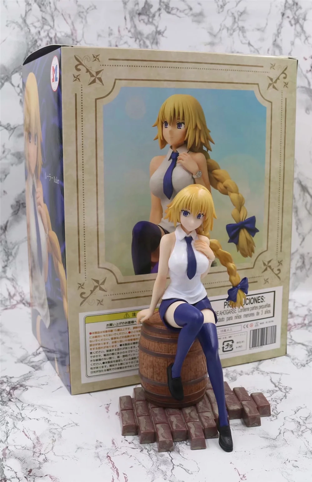 

Линейка из ПВХ с героями аниме Fate Stay Night, Жанна д 'арк, сидящая на бочке, масштаб 1/7, раскрашенная фигурка героя, коллекционные модели игрушек, ...