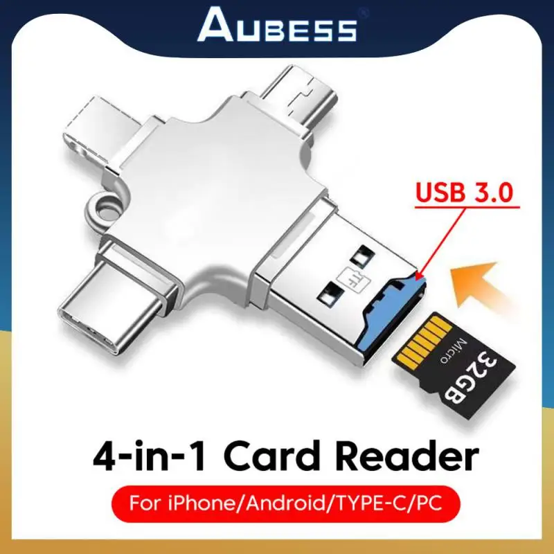 

Silver Four In One Multifunctional Otg Adapter Easy Backup Without An App Expanding Phone Memory Memory Card Reader Weight 12g