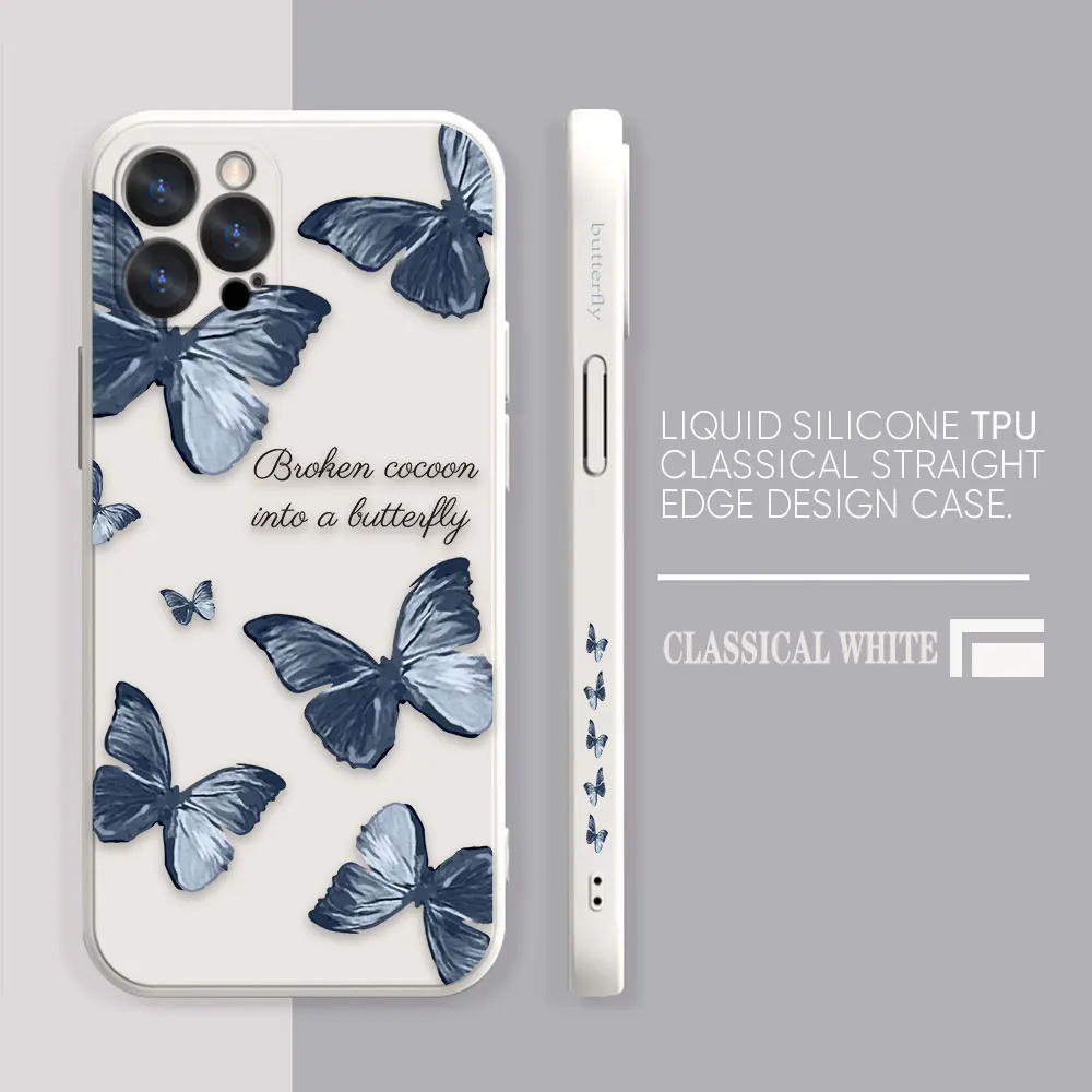Phone Case For Apple iPhone 14 13 12 11 Pro XS Max Mini X XR SE 7 8 6 6S Plus Case Cover Funda Cqoue Shell Capa Pretty Butterfly