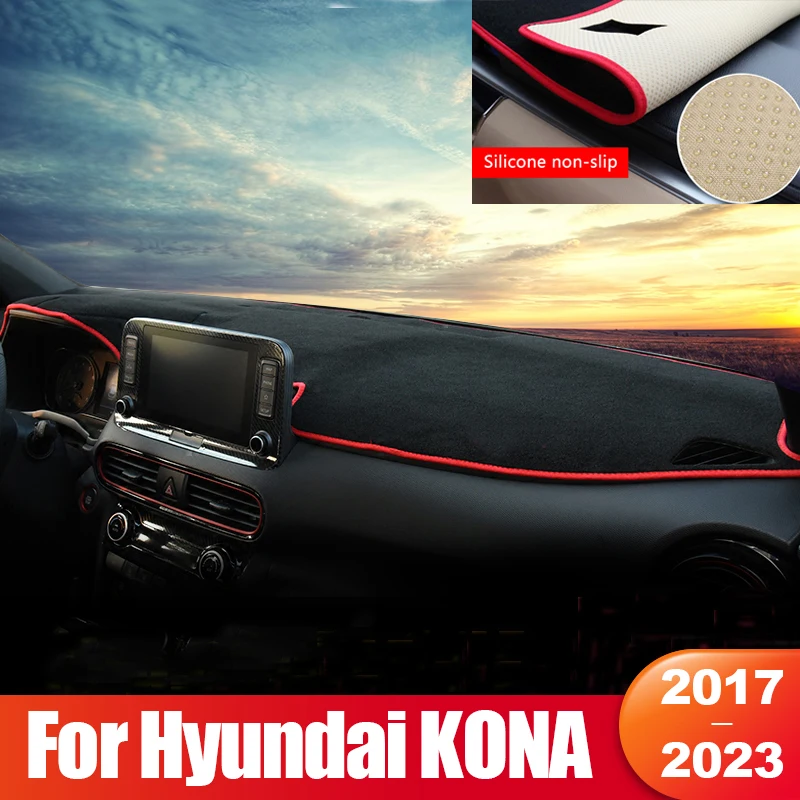 

For Hyundai KONA 2017 2018 2019 2020 2021 2022 2023 Car Dashboard Sun Shade Cover Mat Non-slip Pad Accessories