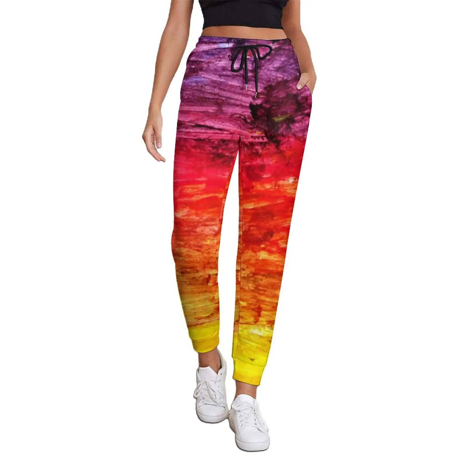 

Abstract Sunset Baggy Pants Modern Art Print Modern Joggers Spring Graphic Streetwear Oversized Trousers Birthday Gift