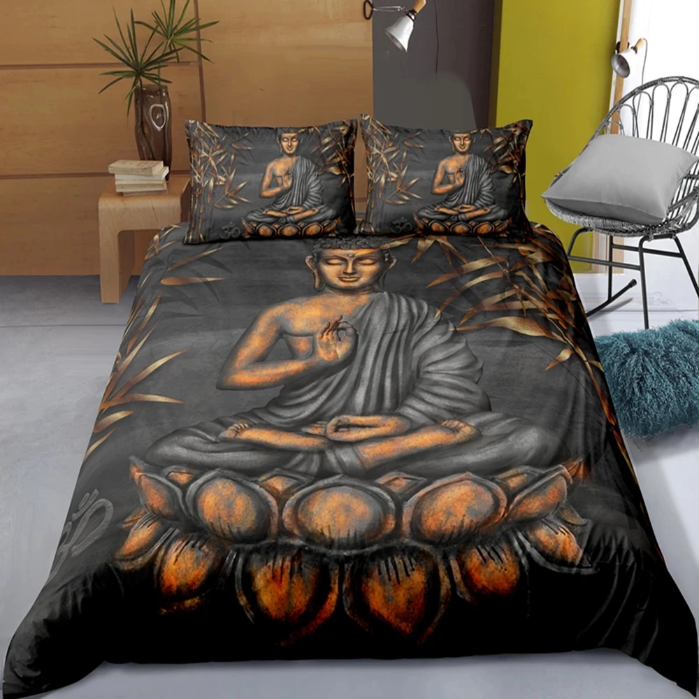 

Комплект постельного белья King Queen Buddha Boho Mandala красочный дизайн God Ganesha King полиэстер пододеяльник с индийским символом пододеяльник
