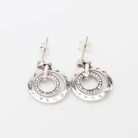 925 sterling silver female trend earrings white zircon excellent elegant double circle sweet earrings for woman girl jewelry