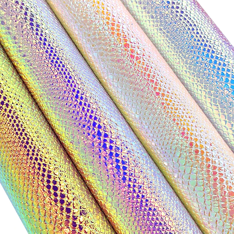 

Snake Skin Grain Embossed Holographic Shiny Spunlace Fabric Sheet for DIY Making Bag Decoration Earring Shoe Craft Textile