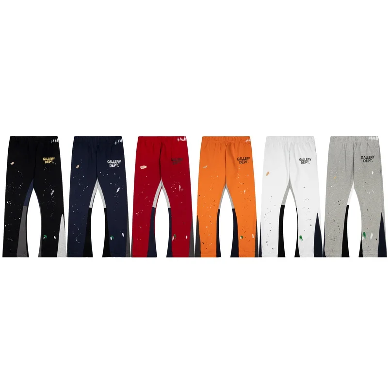 

380 г хлопчатобумажная махровая ткань галловая ручная роспись Speckled String High Street Men Women Casual широкие брюки