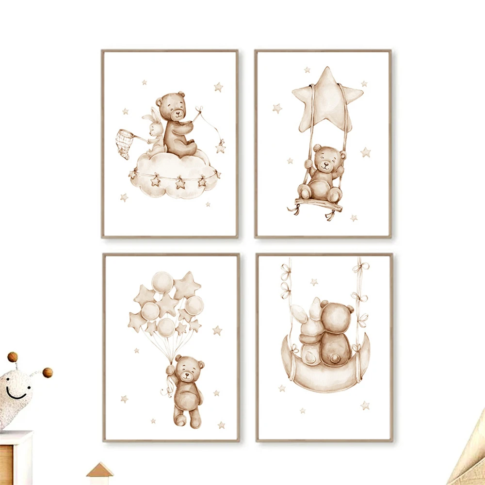 Настенный принт &quotЗвездное облако луна кролик медведь&quot ARDOR