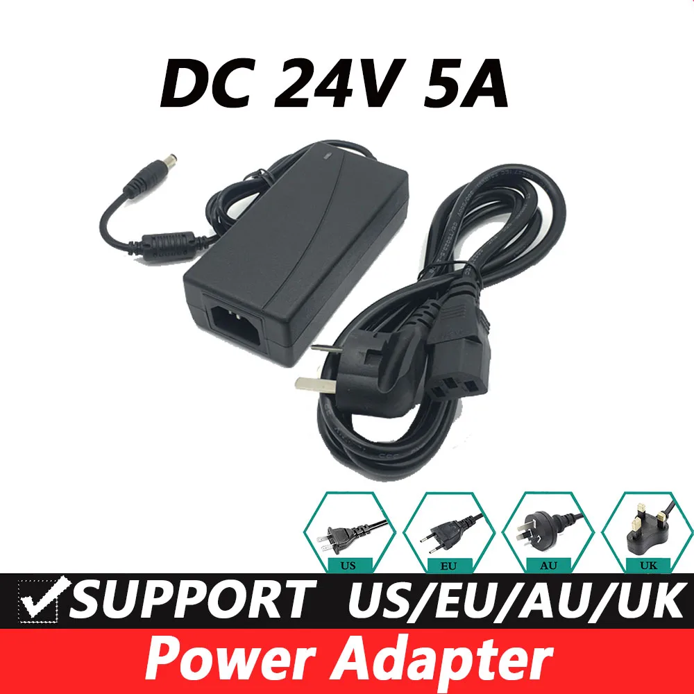 

AC 100-240V DC 24V 5A Power Adapter LED LCD Monitor Power Cord UK Plug AU Plug 5.5*2.1MM Power Supply