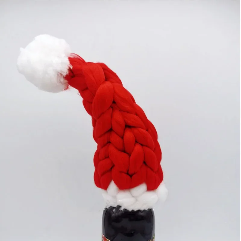 Рождественская бутылка вина шляпа Санта-Клауса исландская шерстяная пряжа