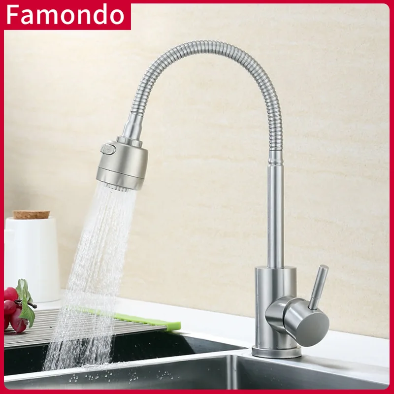 

Kitchen Sink Faucet SUS304 Stainless Steel Hot And Cold Rotatable Telescopic With Ball Sink Universal Faucet