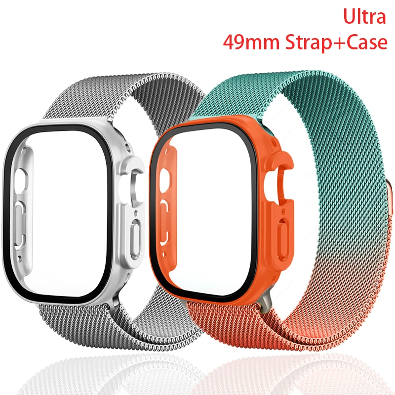 

Стекло + чехол + ремешок для Apple watch band Ultra 49 мм чехол металлический магнитный браслет iwatch series Ultra 49 мм Аксессуары для браслета