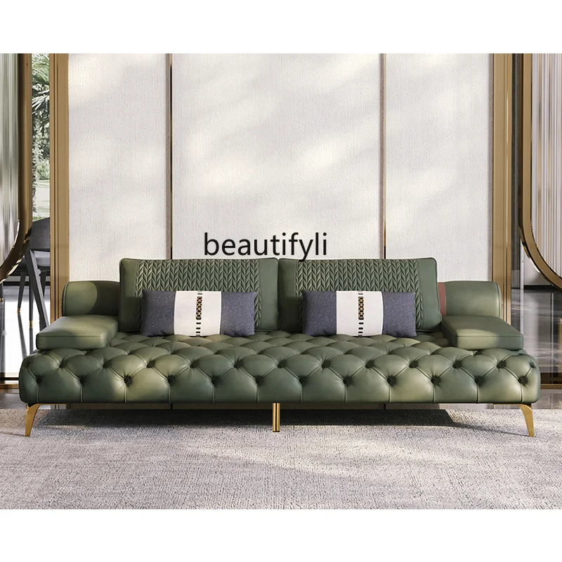 

Роскошный кожаный диван в итальянском стиле для гостиной в американском и Европейском стиле, набор мебели с пряжкой