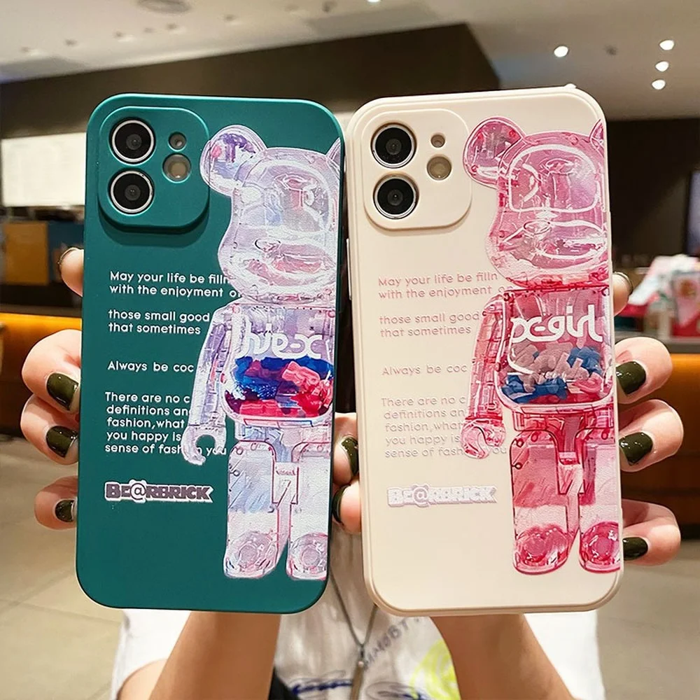 

Fashion Violent Bear Phone Case for iPhone13 12 11 Pro Max Mini XR XS X 6 6s 7 8 Plus SE Trendy Personality Silicone iPhone Case