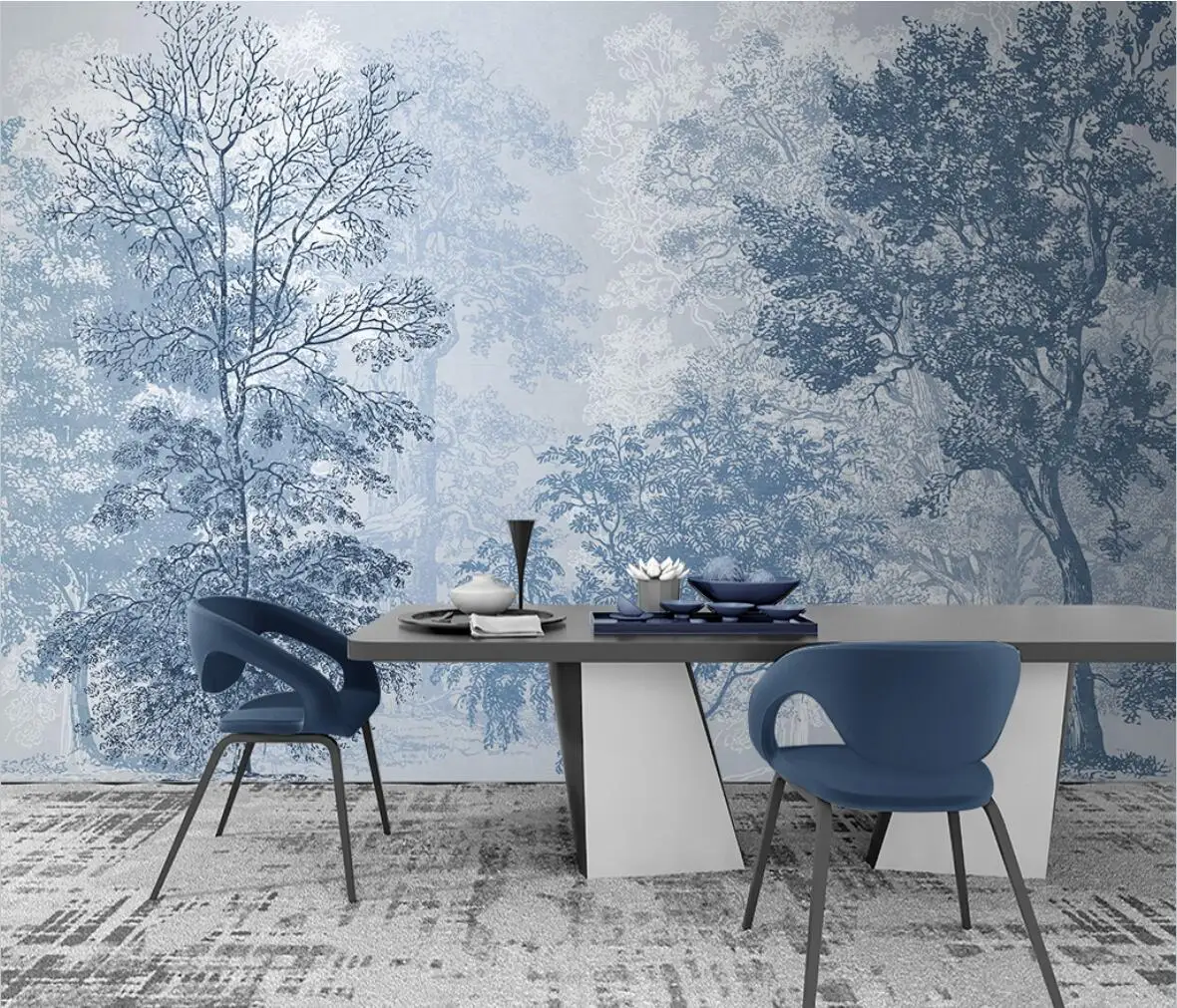 

Custom blue forest woods Photo Wall Murals wallpapers for Living Room Bedroom Wall Paper 3D Mural wallpaper home Decor