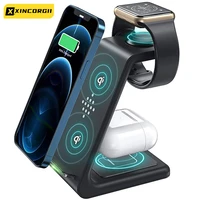 Wireless Charger Station 15W Fast Apple Wireless Charging Stand Dock for iPhone 13 12 11 8 Pro Max AirPods iWatch Samsung