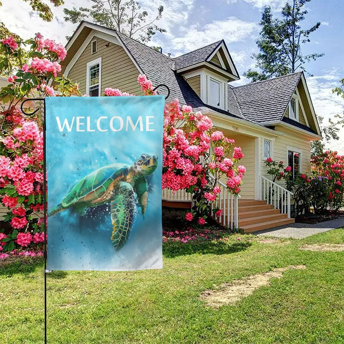 

Texupday, добро пожаловать, морская черепаха, пляжный Садовый флаг, тропический океан, летний внешний фонарь для сада, двусторонний флаг