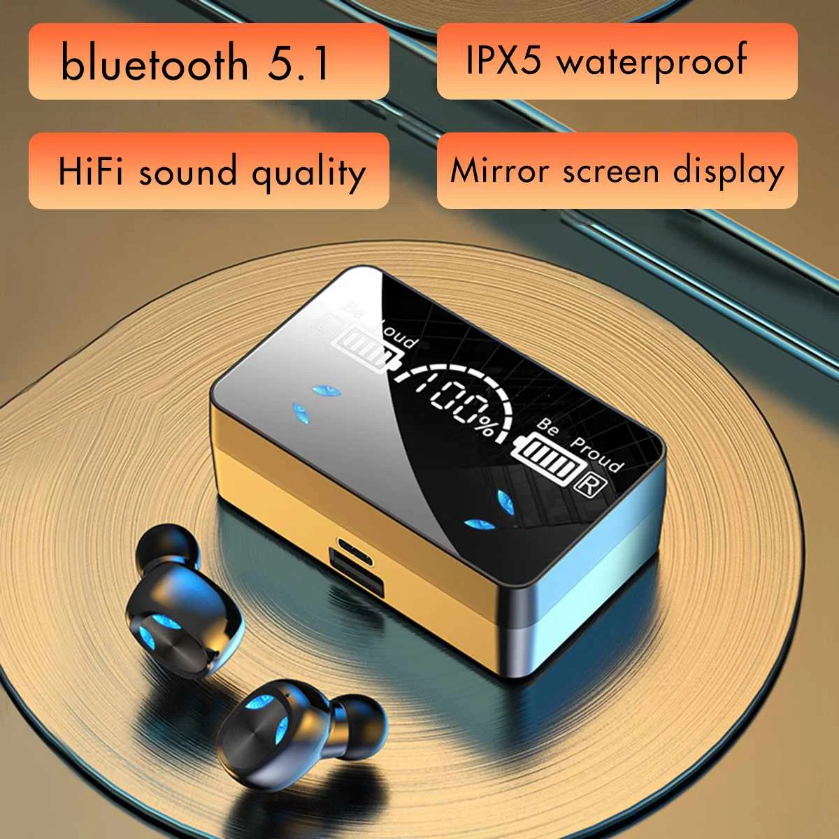

TWS bluetooth 5.1 Earphones 2500mAh Charging Box touchable Wireless Headphone 9D Stereo Sports Waterproof Earbuds Headsets