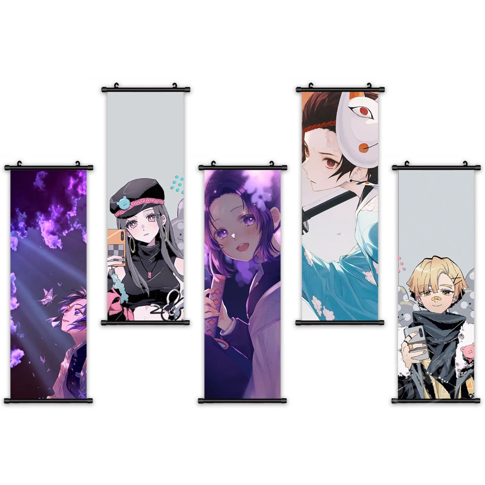 

Canvas Print Demon Slayer Plastic Wall Art Anime Modern Home Decoration Kochou Shinobu Hang Painting Scroll Picture Living Room