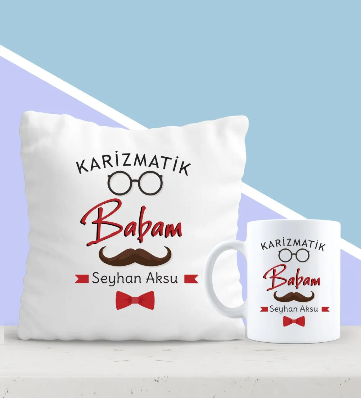 

Персонализированные Karizmatik папа дизайн подушки и кружка Seti-1