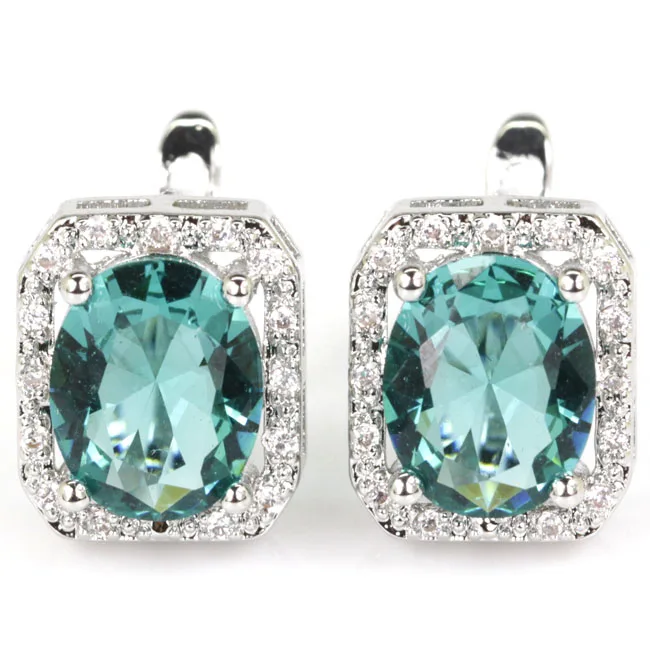 

925 SOLID STERLING SILVER Earrings Gorgeous Rich Blue Aquamarine Violet Tanzanite White CZ Jewelry For Woman's