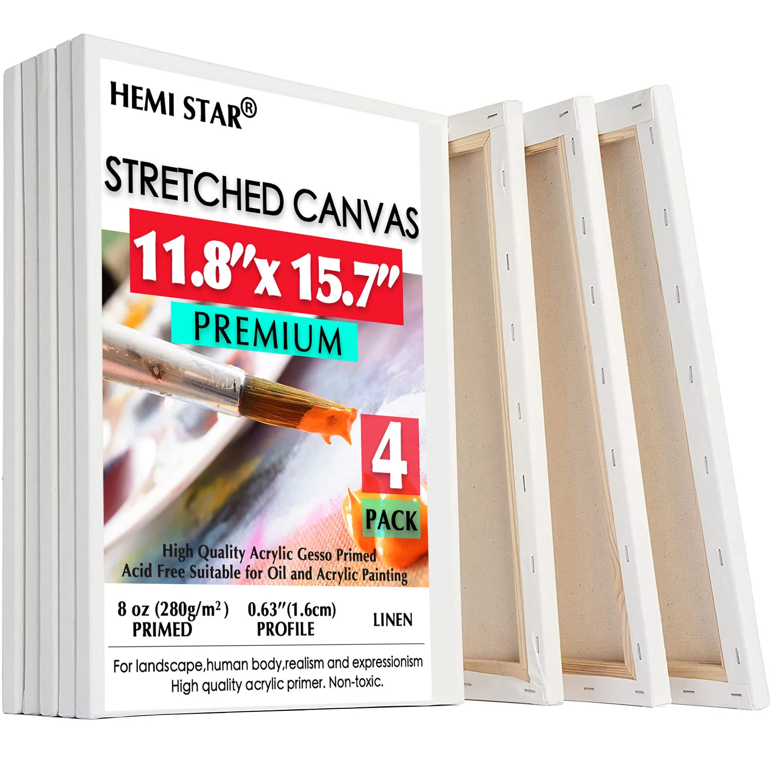 

4 Pack Stretched Canvases for Painting Linen Blank Canvas 30x40cm-11.8x15.7in Blank Canvas Boards for Painting 8 oz Gesso-Primed
