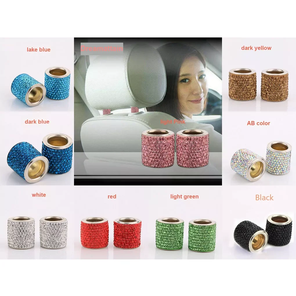 

2Pcs Fashion Car Headrest Collars Car Interior Decoration Rings Chrome Rhinestone Bling Rings Vehicle Seat Accessories