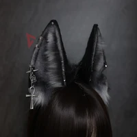 New Handmade Work Original Beast Anubis Wolf Cat  Dog Ears Black Brown Hairband Hairhoop Headwear Cosplay Costume Accessories