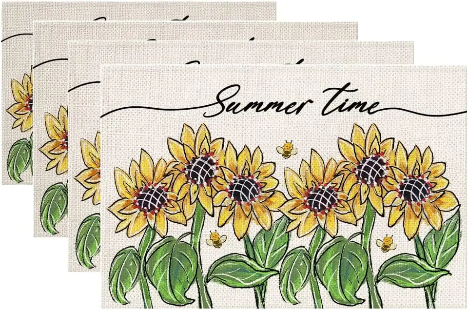 

Summer Decorations Time Sunflower Placemats Seasonal Holiday Spring Sunshine Decor Farmhouse Indoor Vintage Theme Gathering