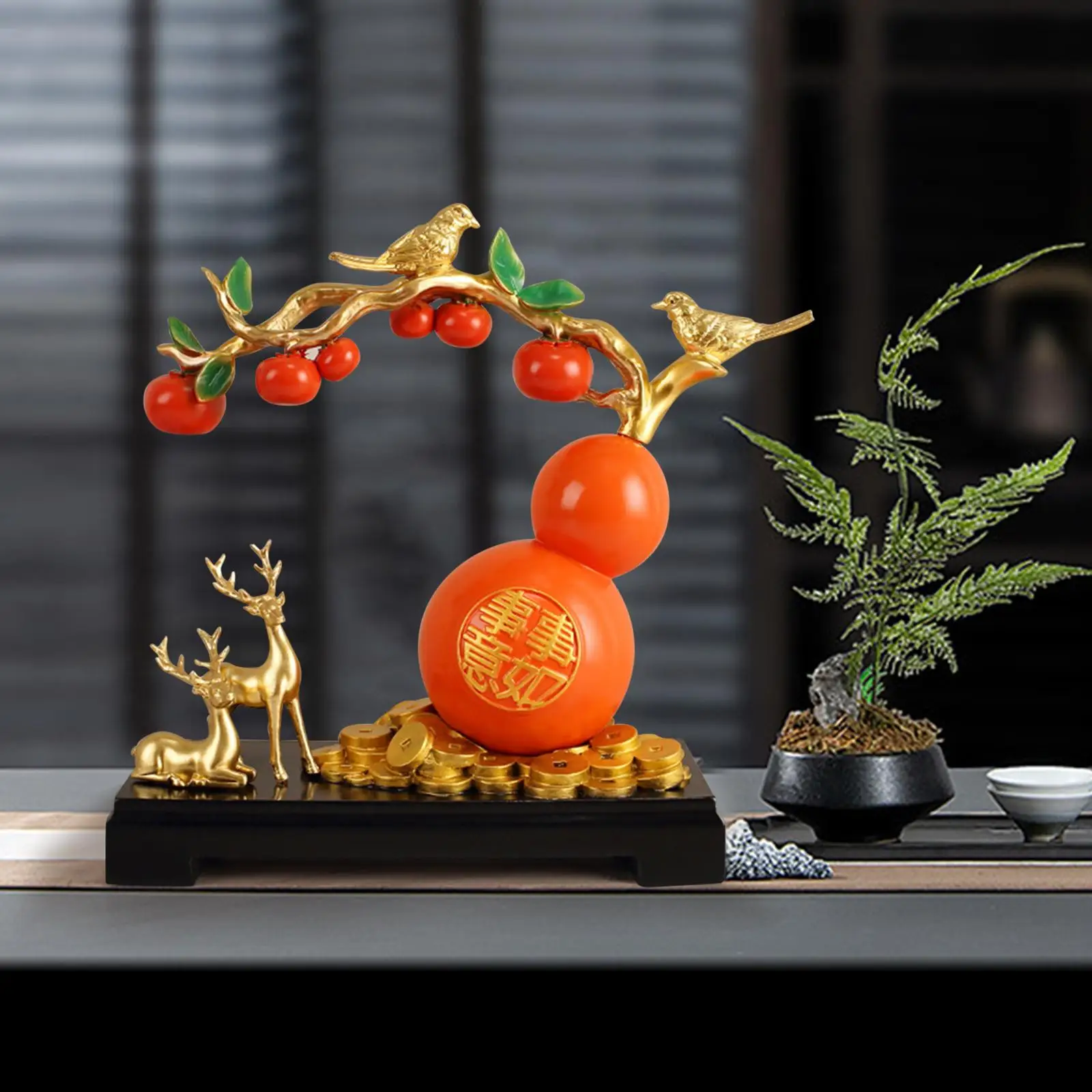 

Полимерная статуя на удачу из персимона, китайское украшение для прикроватного столика, скульптура