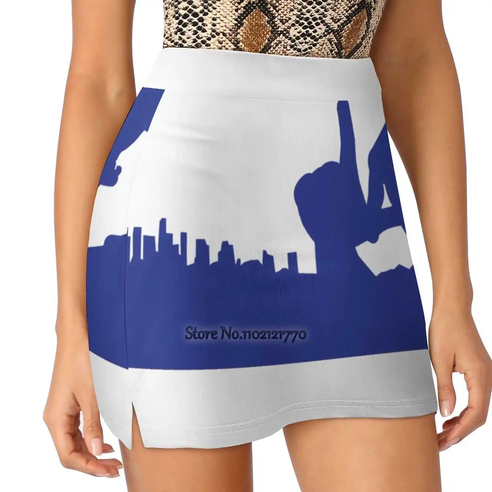 

Женская спортивная Двухслойная юбка La Sign, голубая трендовая Спортивная юбка с принтом, для бейсбола La Los Angeles California