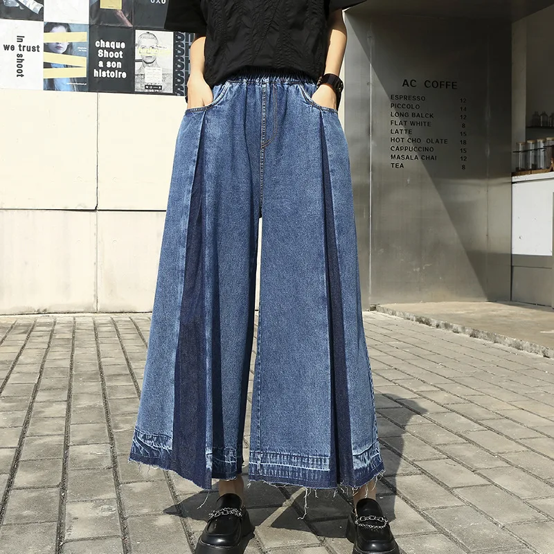 

SuperAen 2022 All Match Straight High Waist Full Length Slim Jeans for Women Wide Leg Pants Fashion
