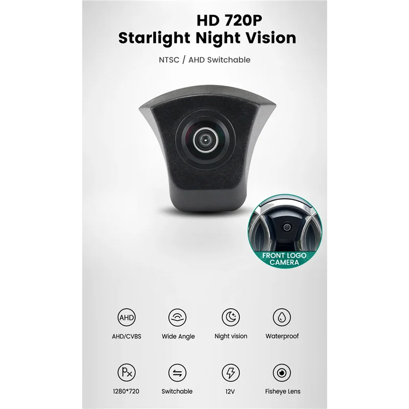 

170° HD 720P Night Vision Car Front View Camera For-Audi Logo Mark Fisheye Lens Camera