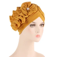 boutique messy bow cross muslim hijab inner hat solid flower beanie turban caps full headcover women headwrap fashion photo hat