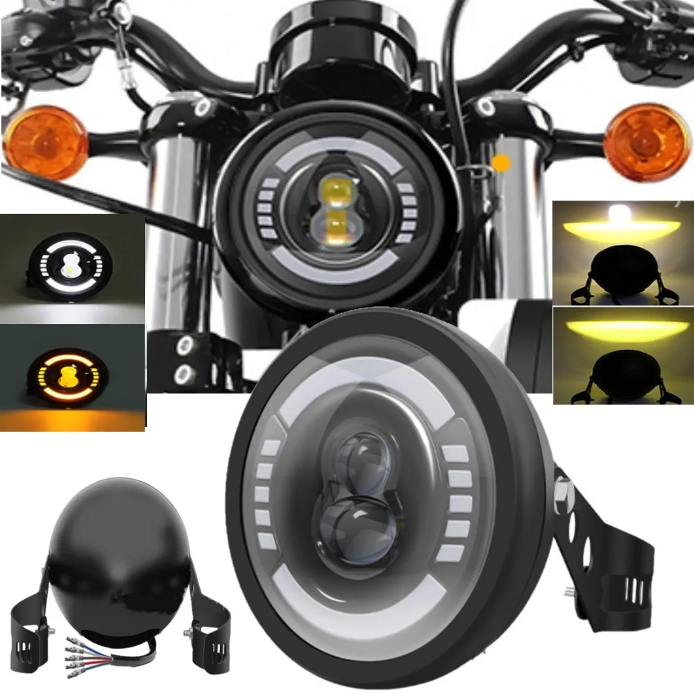 Мотоциклетные светодиодные фары внешние 5 75-дюймовые круглые ДХО комплект