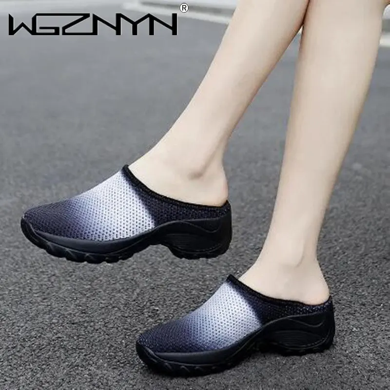 

2023 Half Shoes For Women Loafers Slippers Summer Mesh Sandals Shoes Nurse Luxury Designer Lady Clogs Female Slides Mules Femme