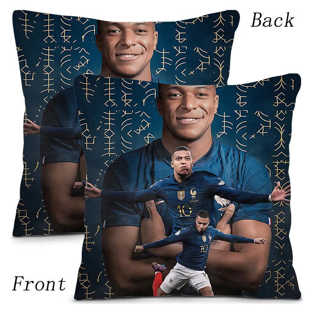 Pillow Covers Cartoon Football For K-Kylians Sofa Decorative Home Double-sided Printing Short Plush Cute M-Mbappes Cushion Cover