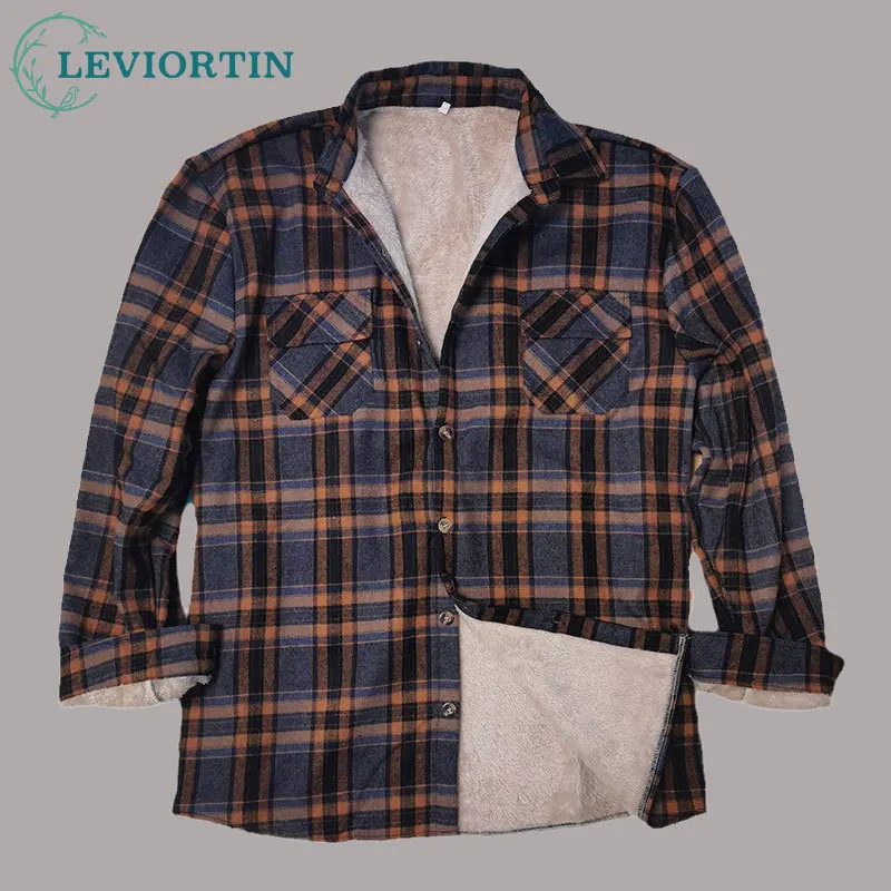 Sherpa Fashion Fleece Lined Keep Warm Male Classic Shirt Jacket Outwear