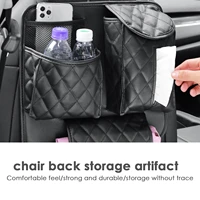 3 in 1 car seat back organizer pu leather rear row storage bag with hook phoneumbrellatissue holder car interior accessories