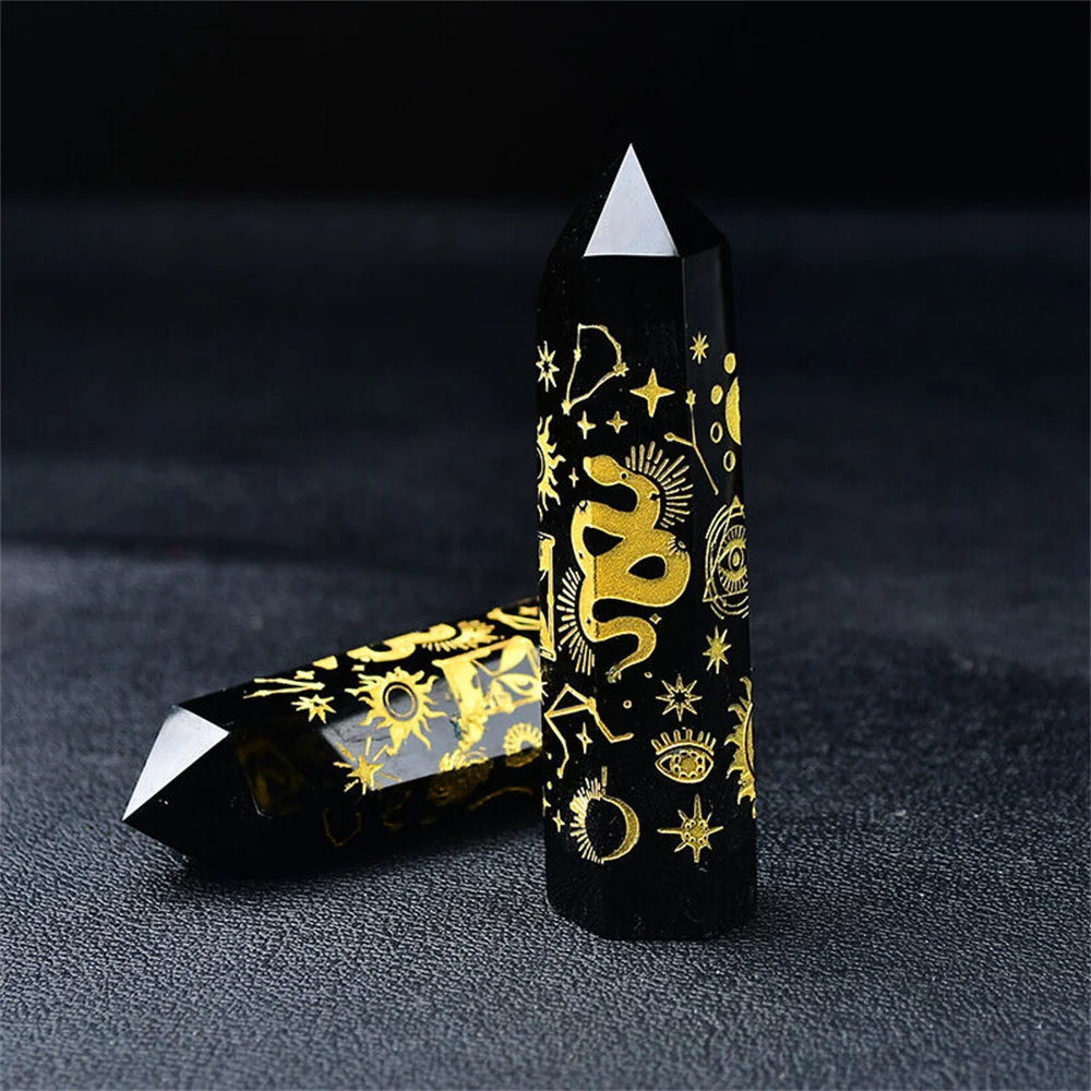 

Обсидиан Солнце Луна КРИСТАЛЛ ТОЧКА Кристалл Рейки лечение медитация Декор