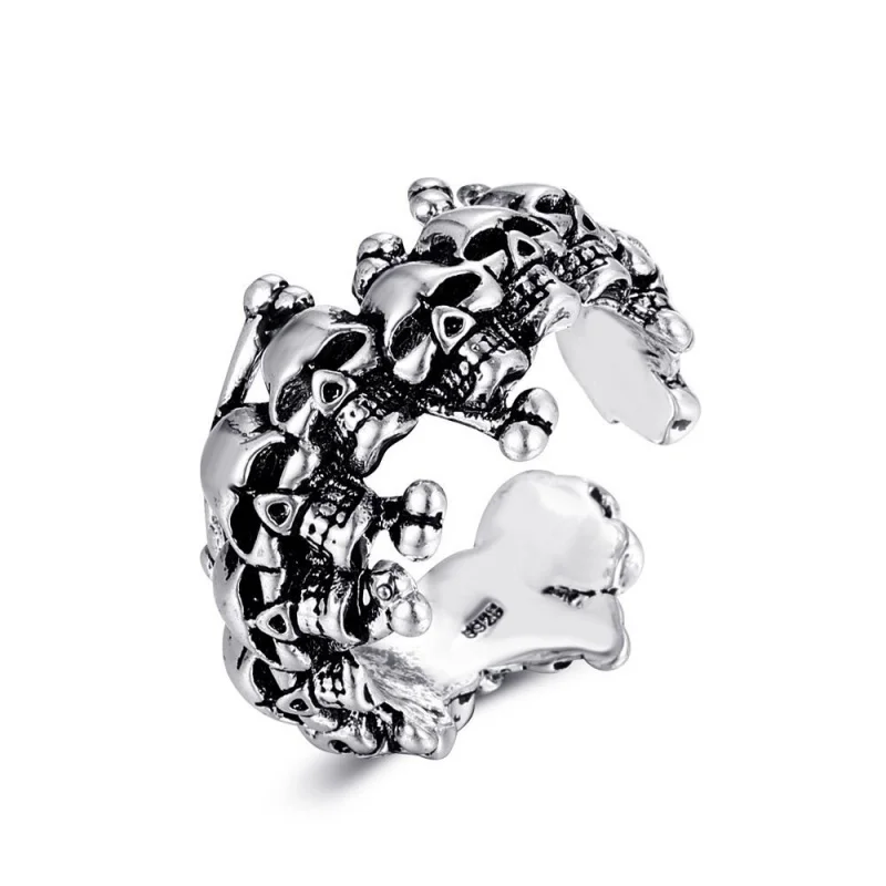 

Men's Skull Hip Hop Retro Ring Personalized Punk Domineering Ghost Head Opening Adjustable Ring Ornament