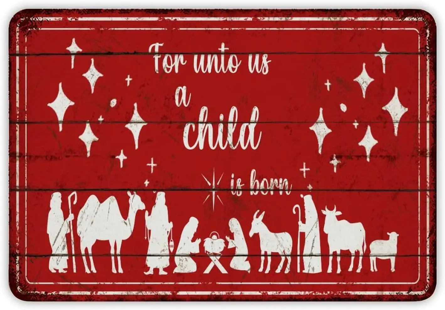 Сцена Natvty для Unto A Chld s Born Alumnum Tn Metal Sgns 8x12 nch Wall Art Farmhoe Man Cave Christmas Sgn for ndoor Outdoor Dnn