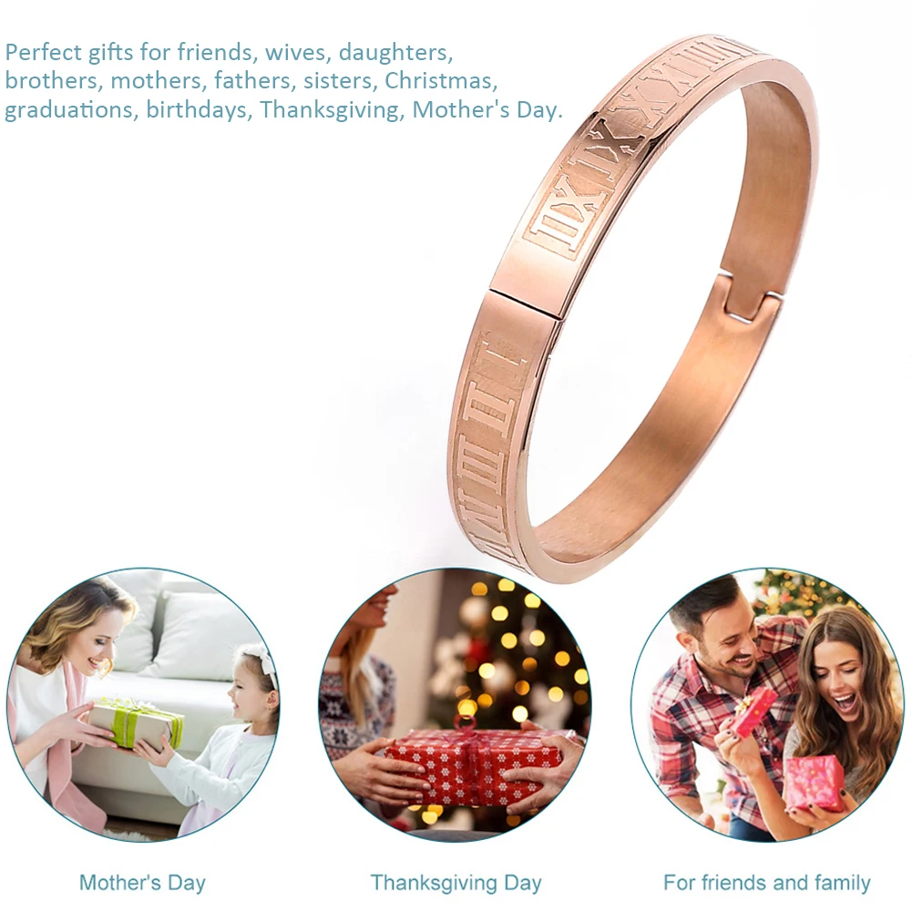 Роскошный Браслет-манжета браслет из нержавеющей стали резьба римские цифры